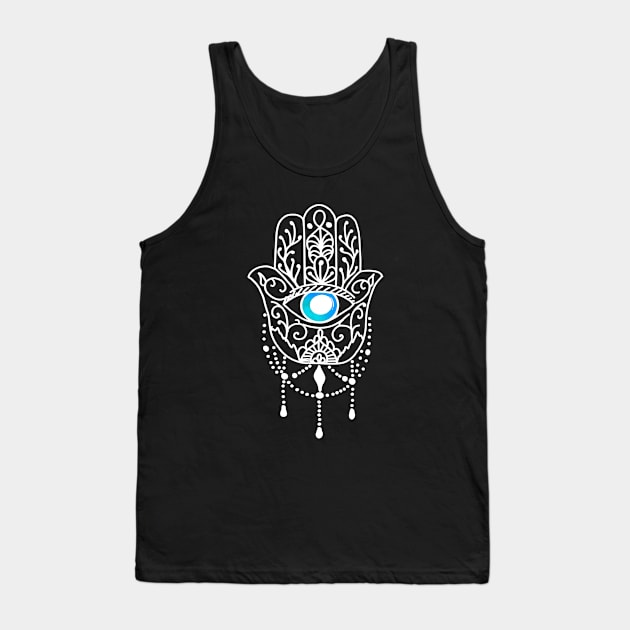 Hamsa Hand Evil Eye Tank Top by livania